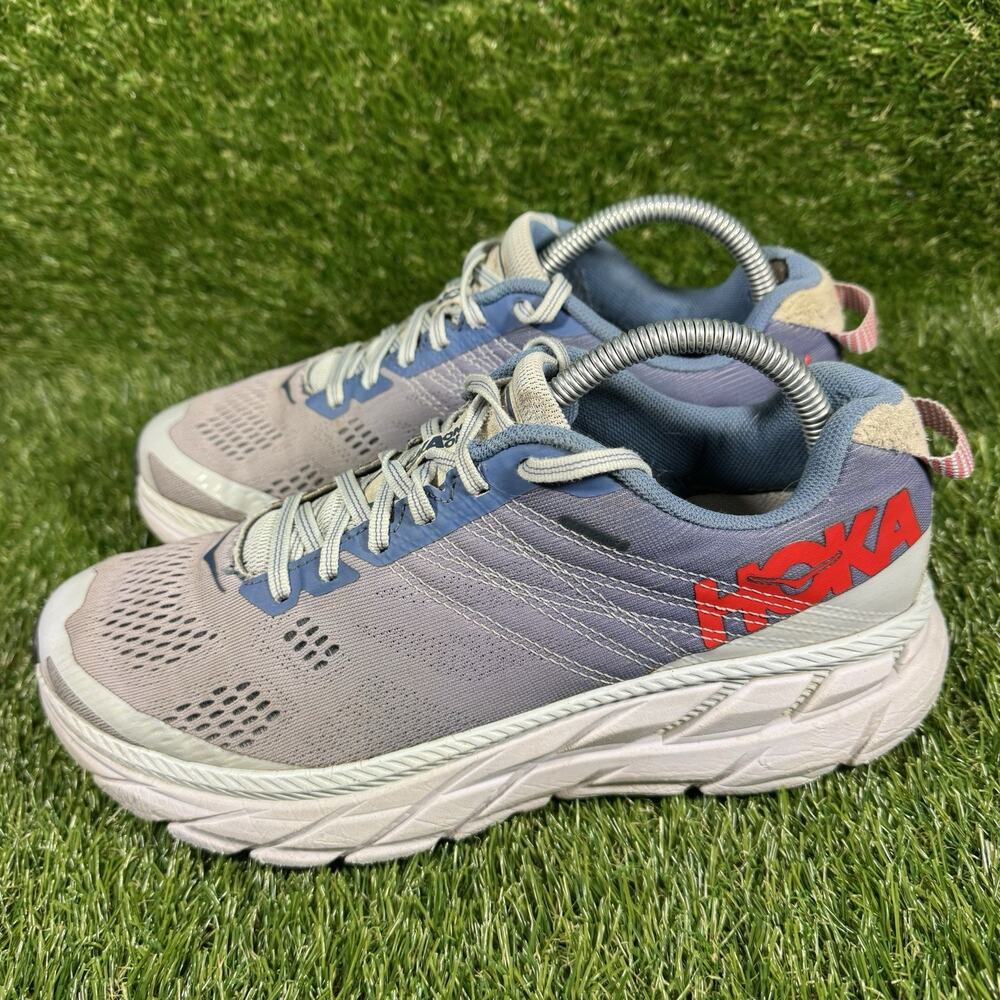 Hoka One One Clifton 6 Womens Size 9 Sneakers Shoes Blue Red Running Trainers - Picture 3 of 10